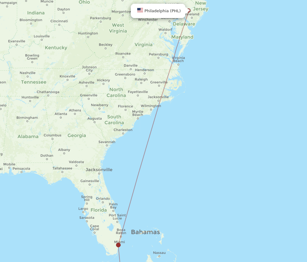 SNU to PHL flights and routes map