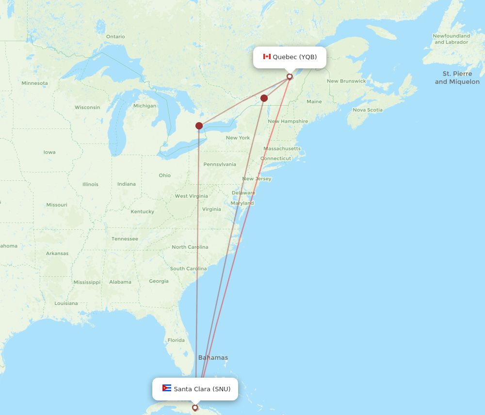 SNU-YQB flight routes