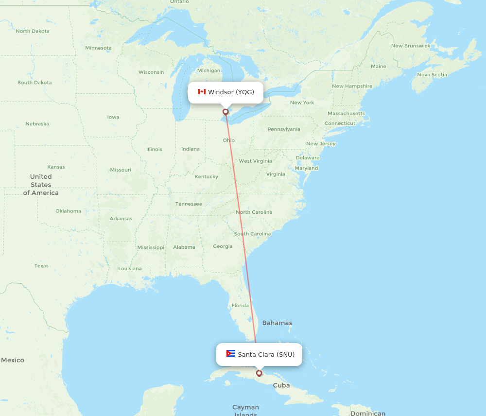 SNU to YQG flights and routes map