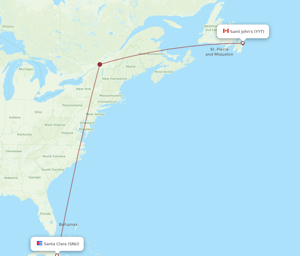 SNU to YYT flights and routes map