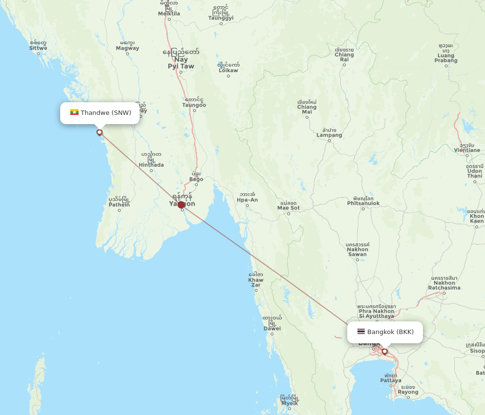 SNW-BKK flight routes