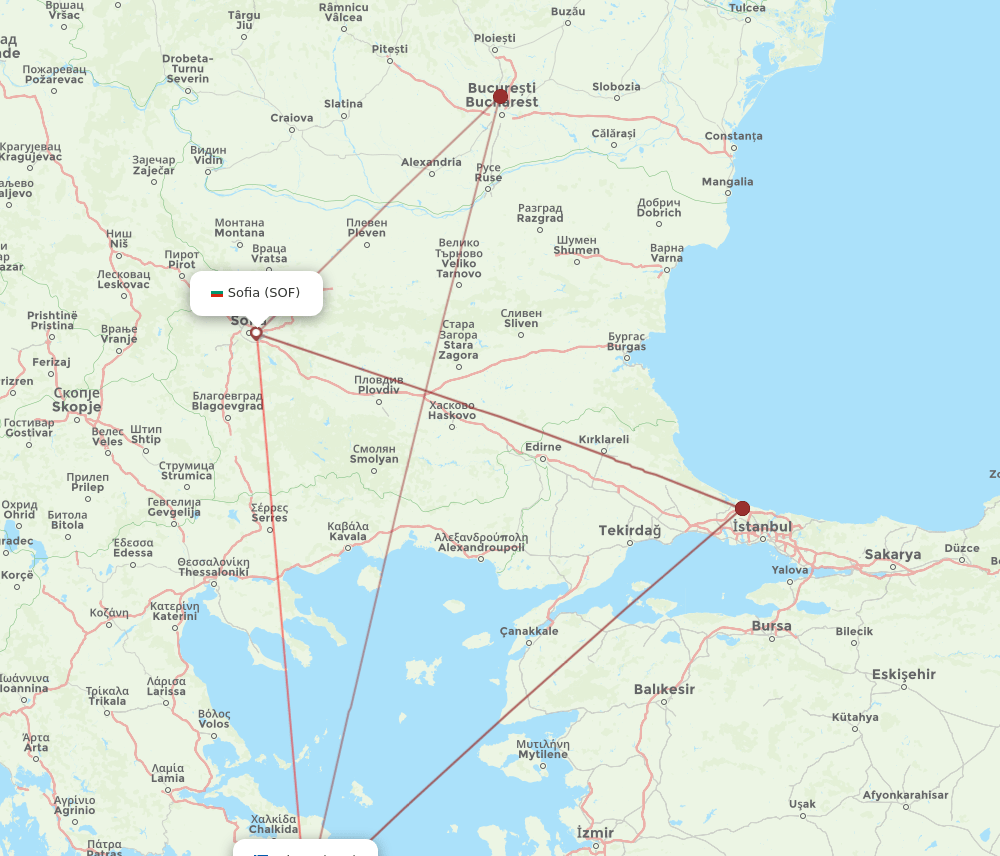 SOF-ATH flight routes