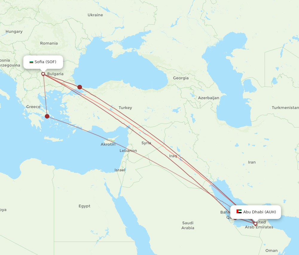 SOF-AUH flight routes