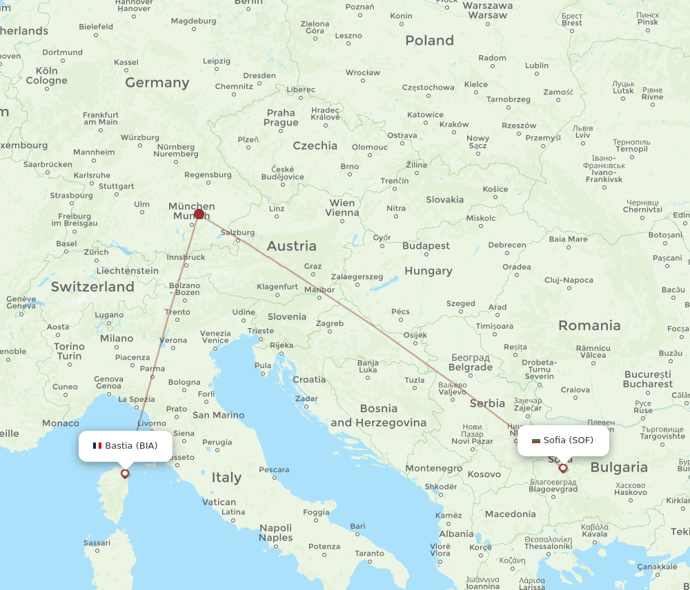 SOF-BIA flight routes