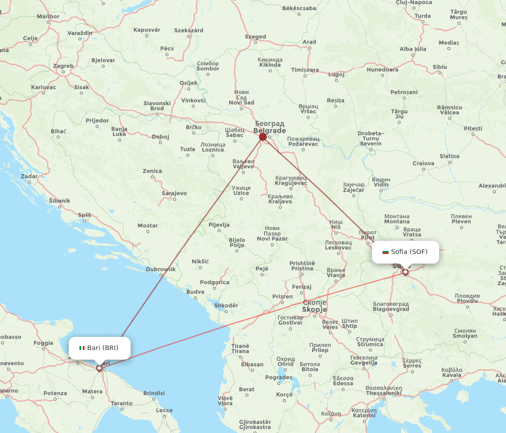 SOF to BRI flights and routes map