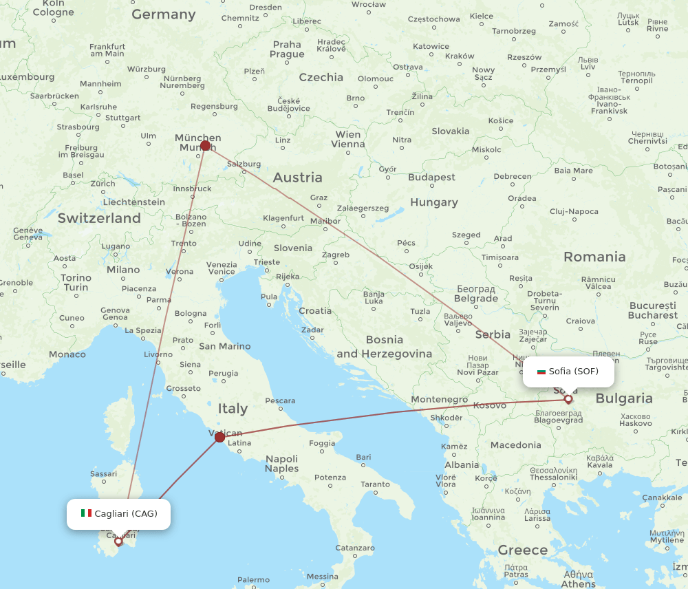 SOF-CAG flight routes