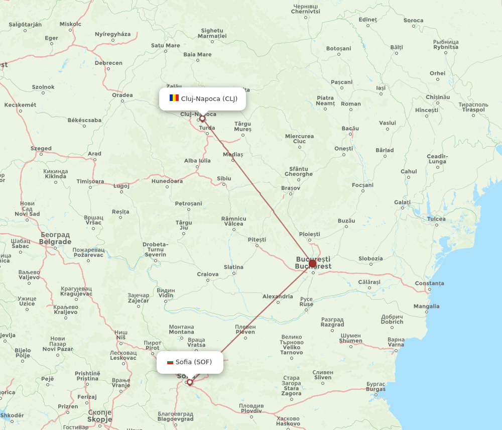 SOF-CLJ flight routes