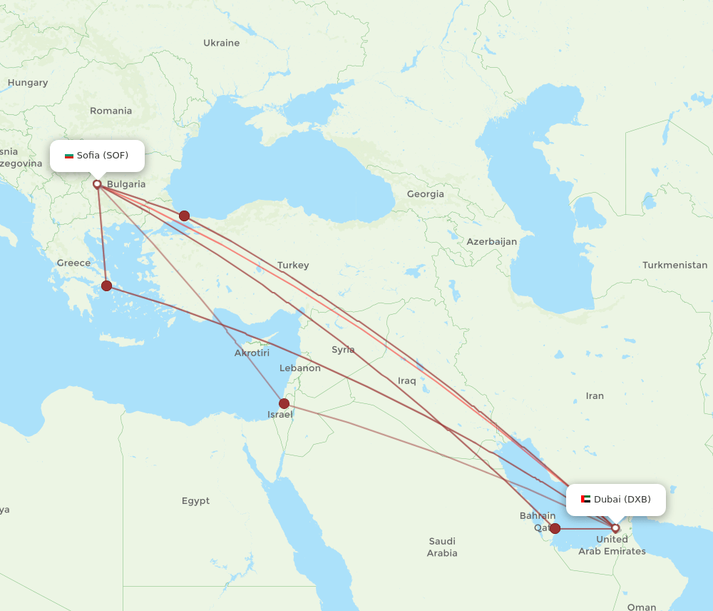 SOF-DXB flight routes