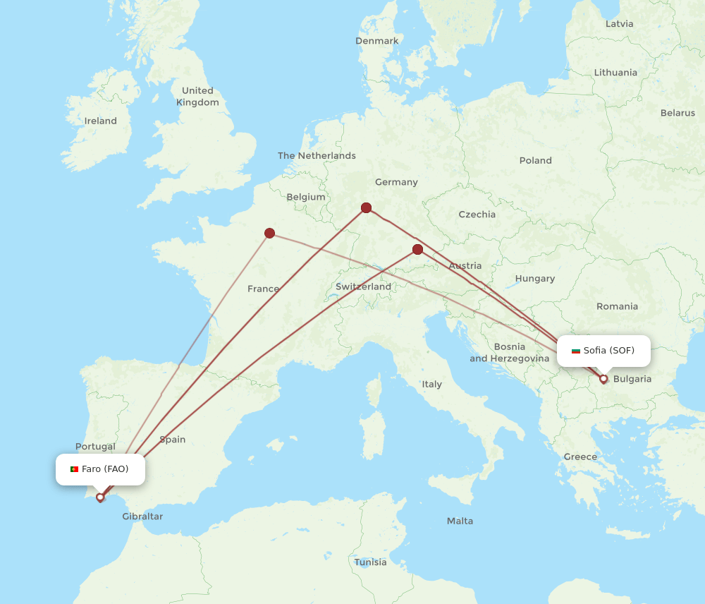 SOF-FAO flight routes