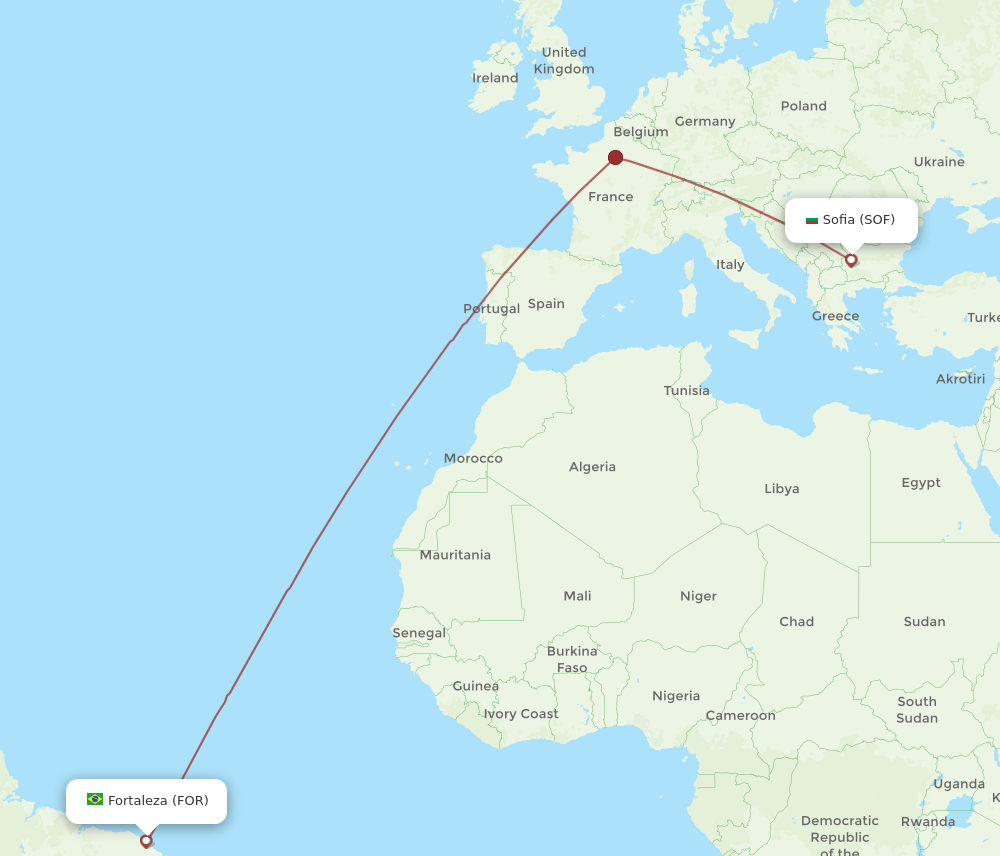 SOF to FOR flights and routes map