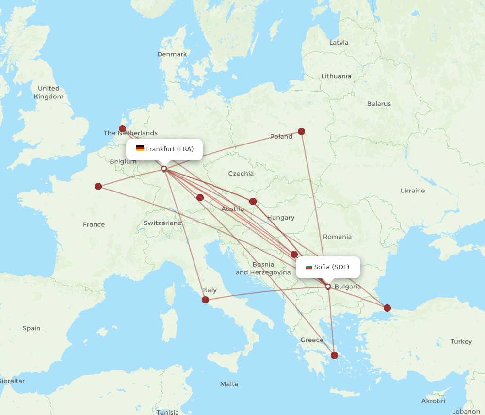 SOF-FRA flight routes