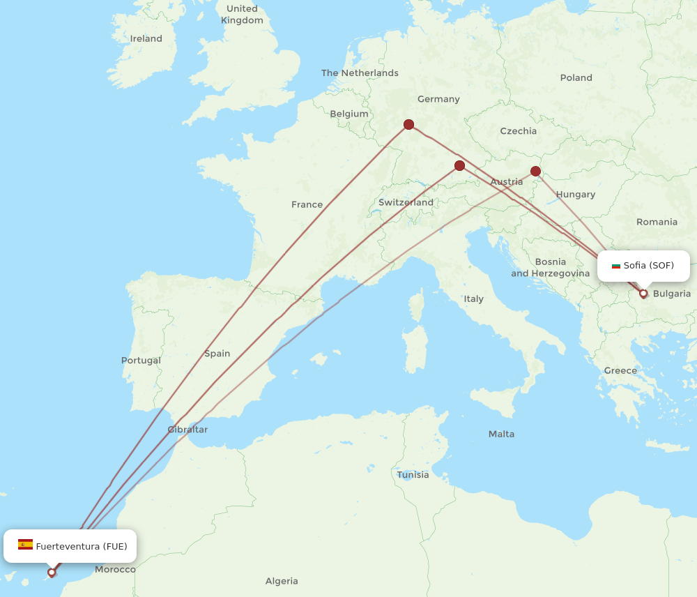 SOF-FUE flight routes