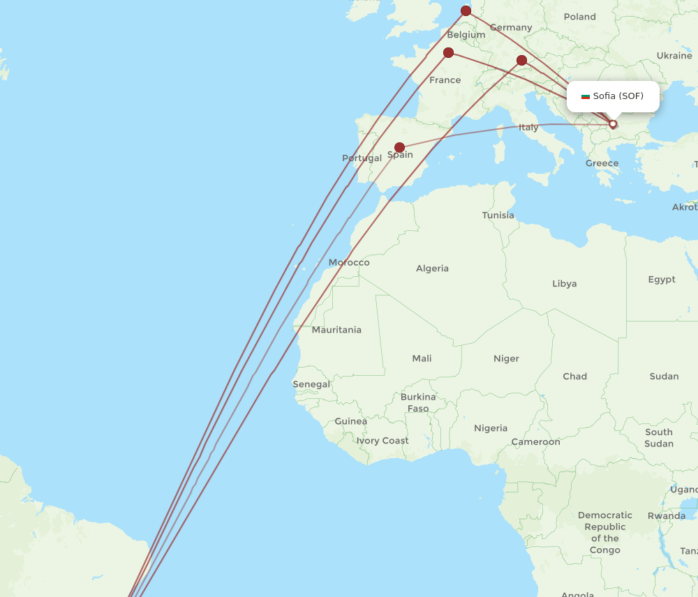 SOF to GIG flights and routes map