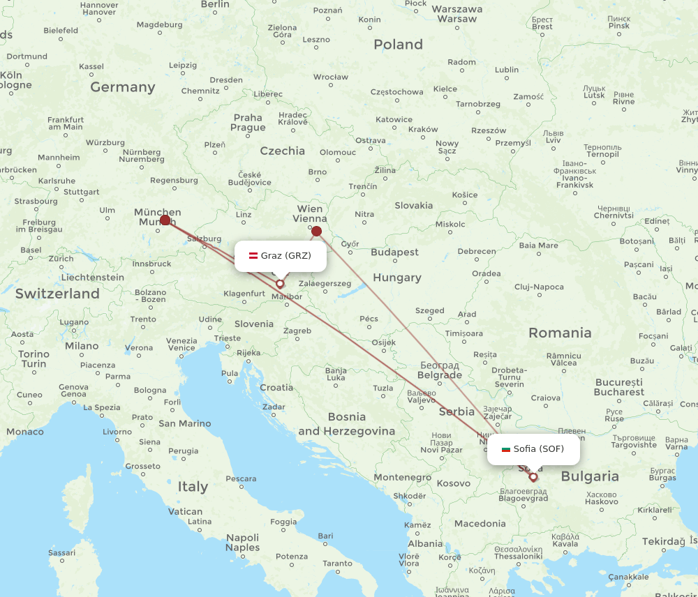 SOF-GRZ flight routes