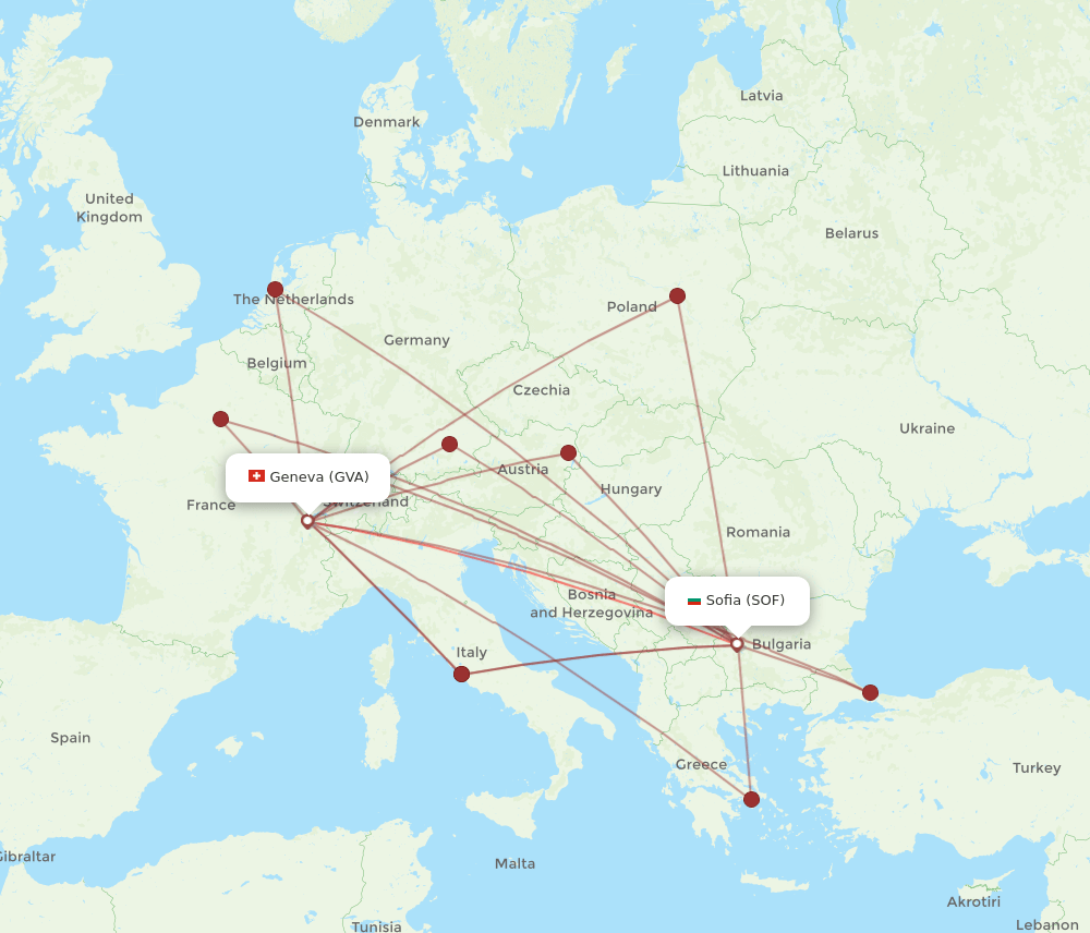 SOF-GVA flight routes
