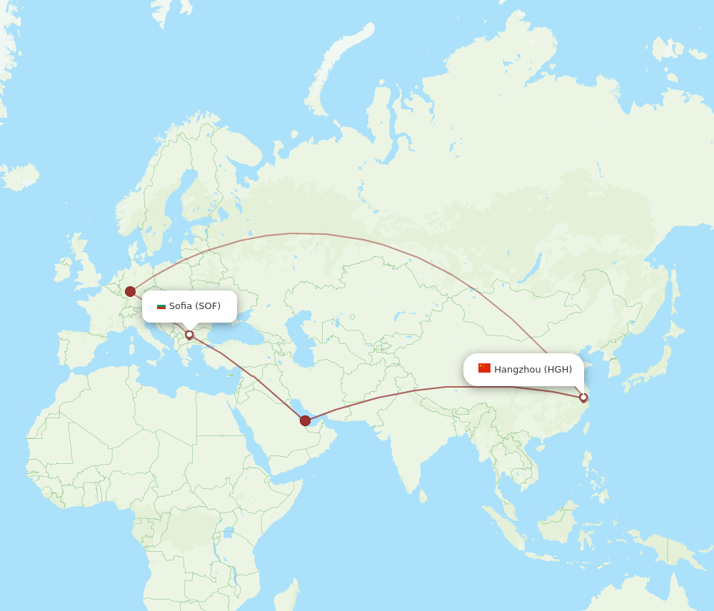 HGH to SOF flights and routes map