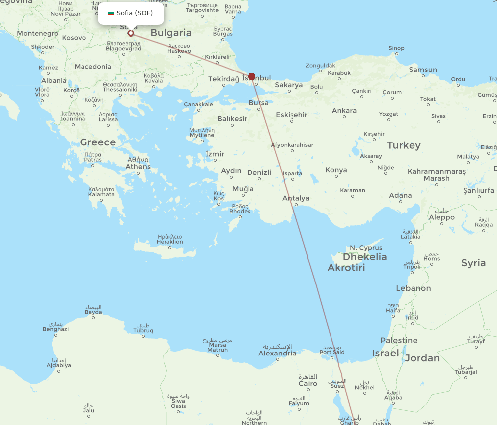 SOF-HRG flight routes