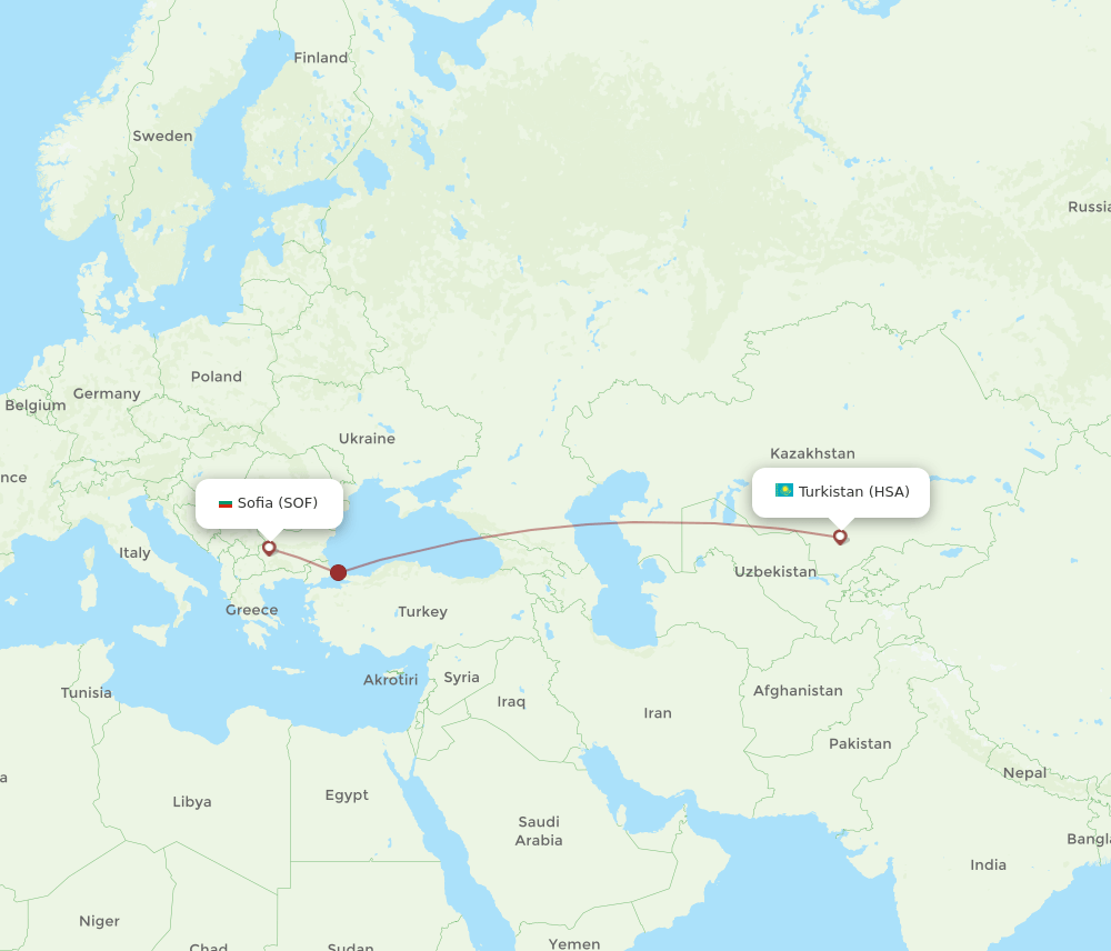 SOF to HSA flights and routes map
