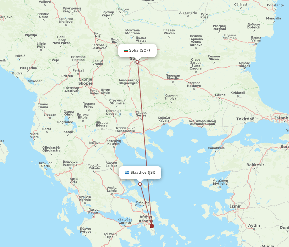 SOF-JSI flight routes