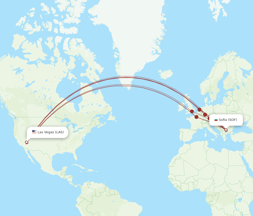 SOF-LAS flight routes