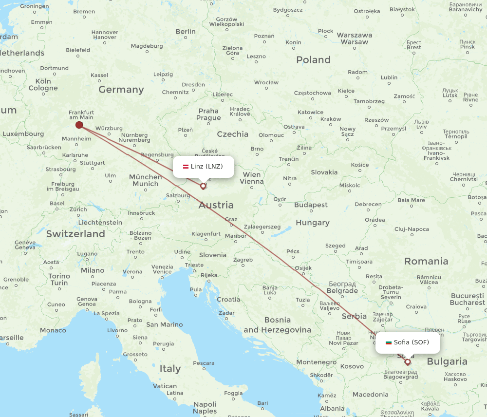 SOF-LNZ flight routes