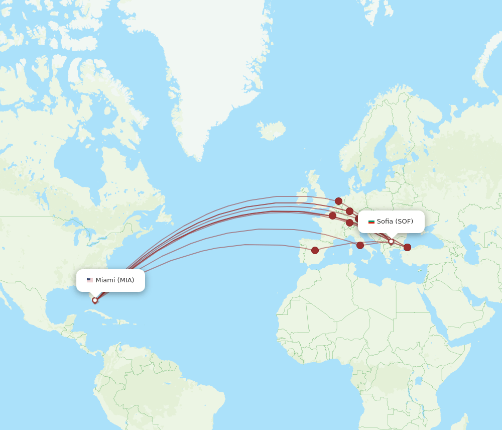 SOF-MIA flight routes