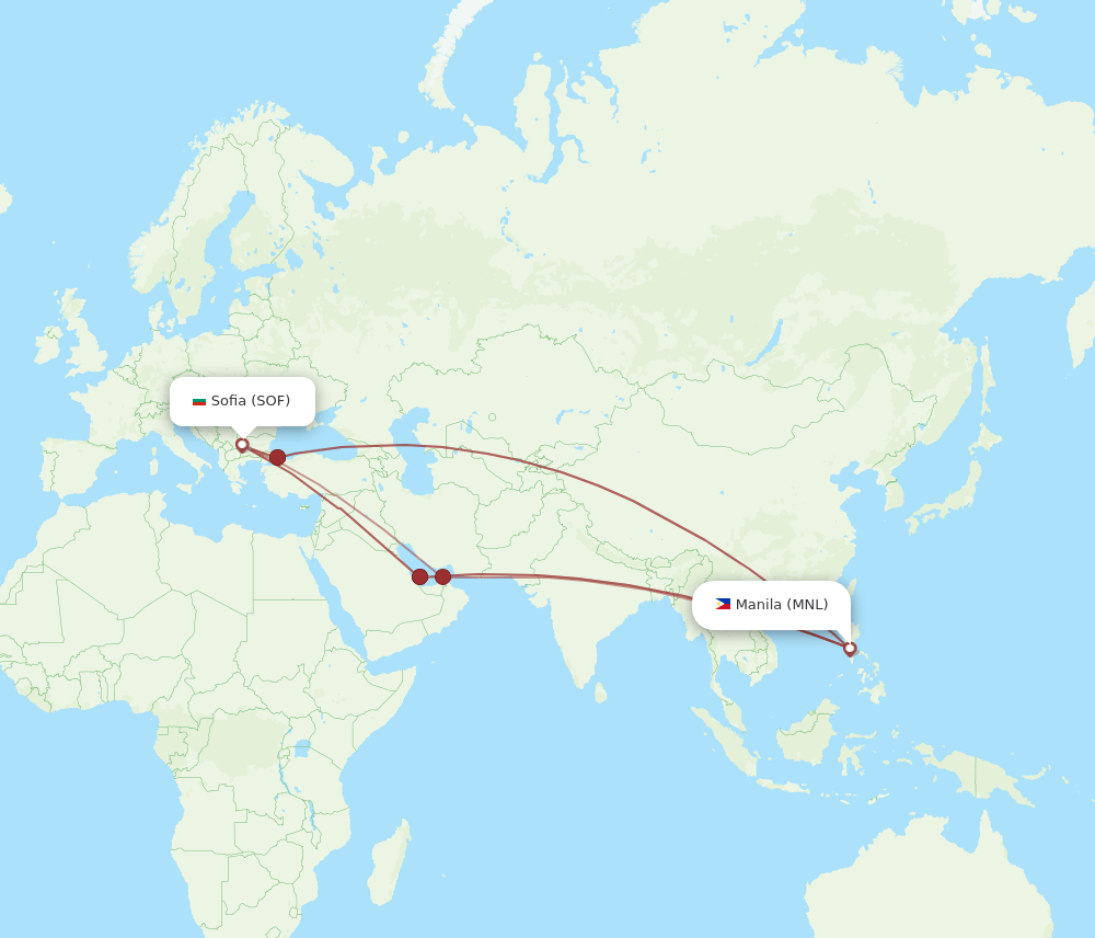 SOF-MNL flight routes