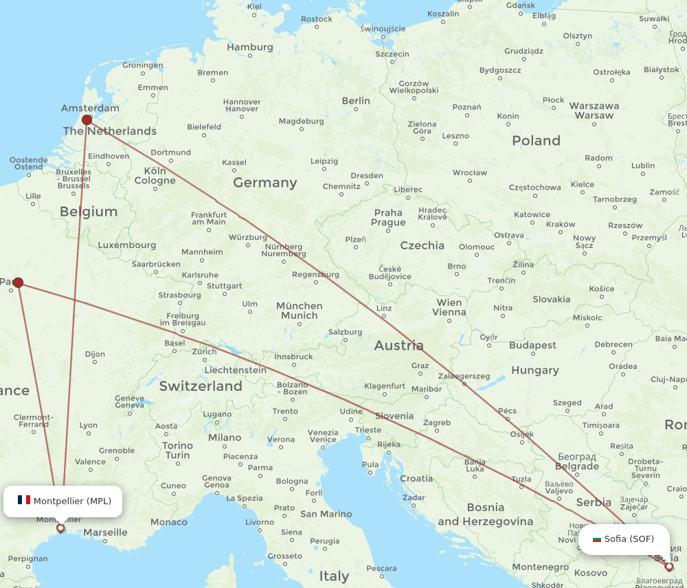 SOF-MPL flight routes