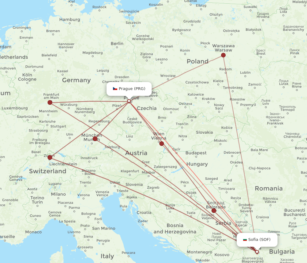 SOF-PRG flight routes