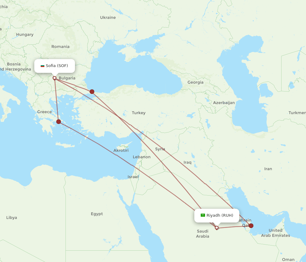 SOF-RUH flight routes