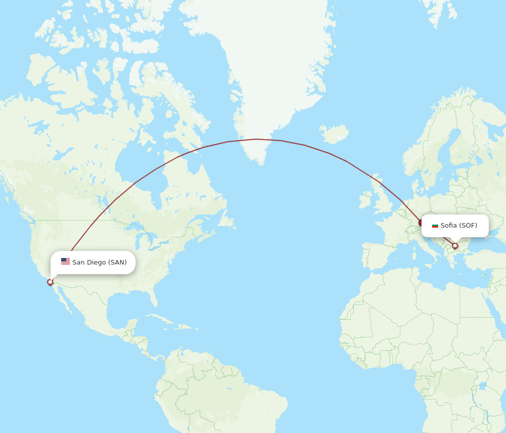 SOF-SAN flight routes