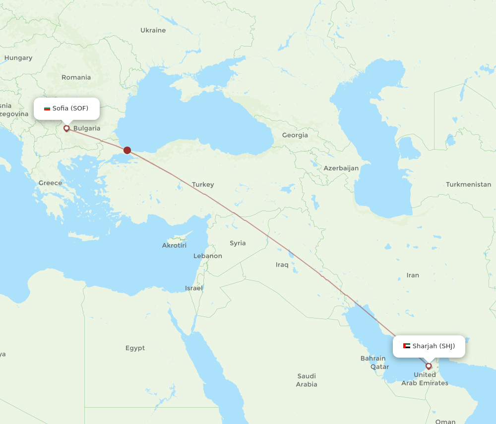 SOF-SHJ flight routes