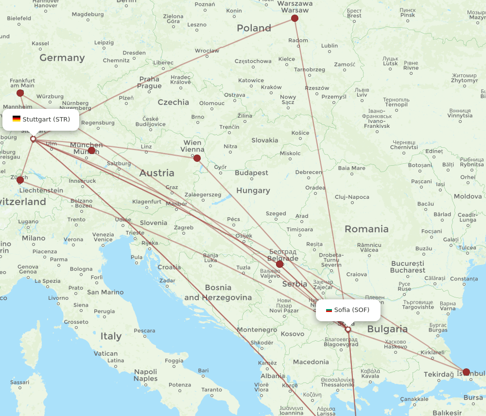 SOF-STR flight routes