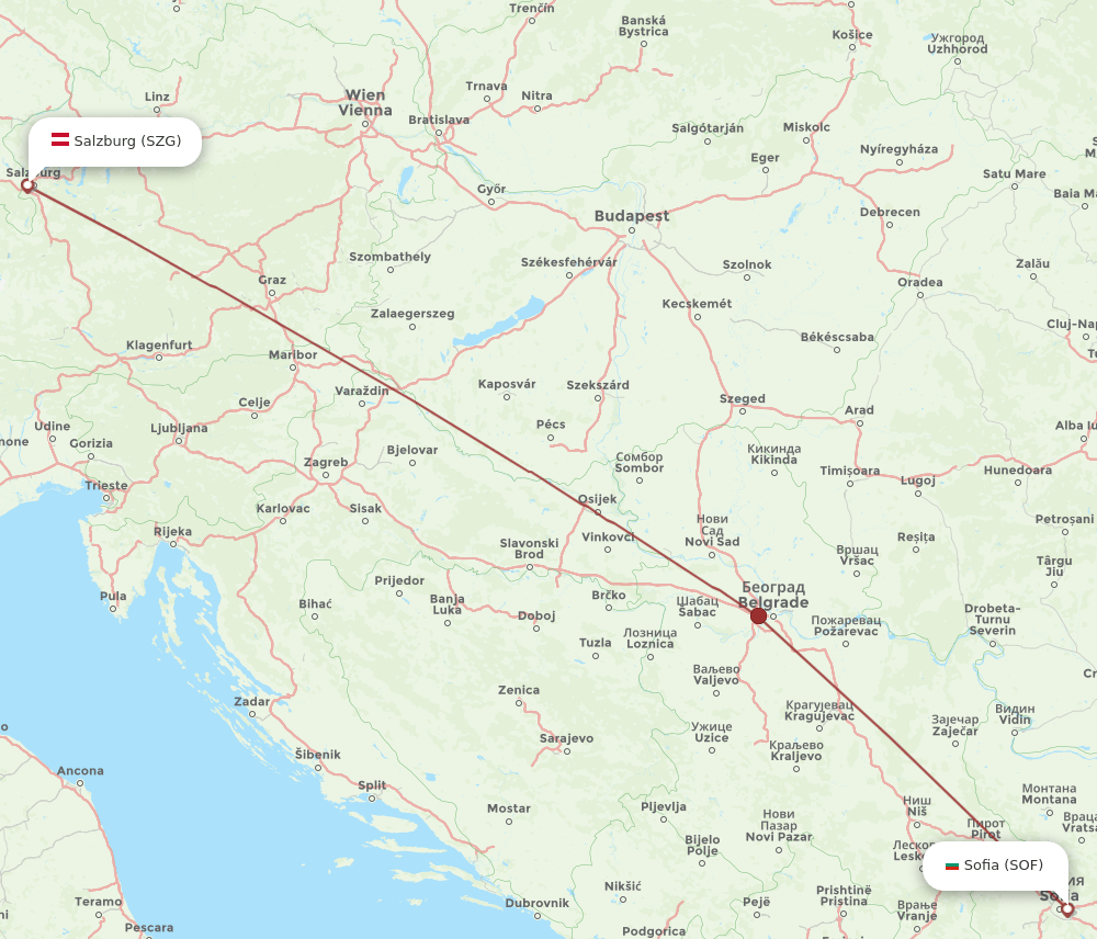 SOF-SZG flight routes