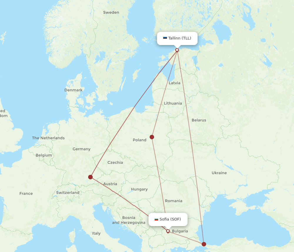 SOF-TLL flight routes