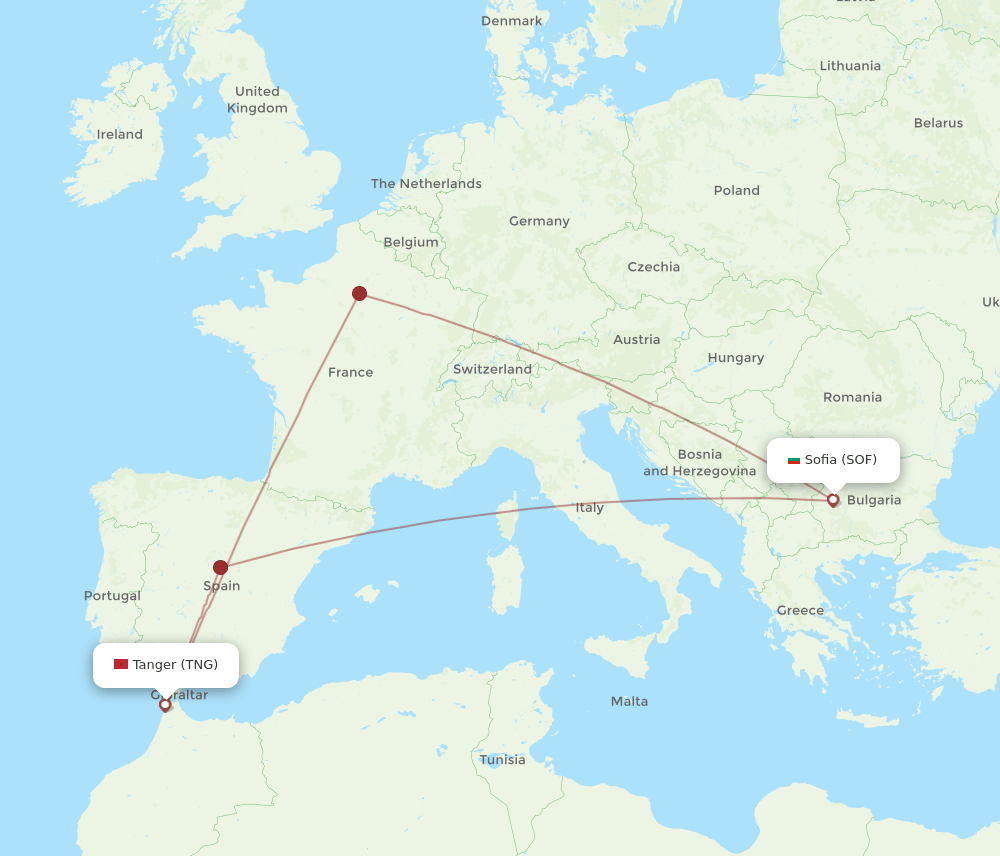 SOF-TNG flight routes