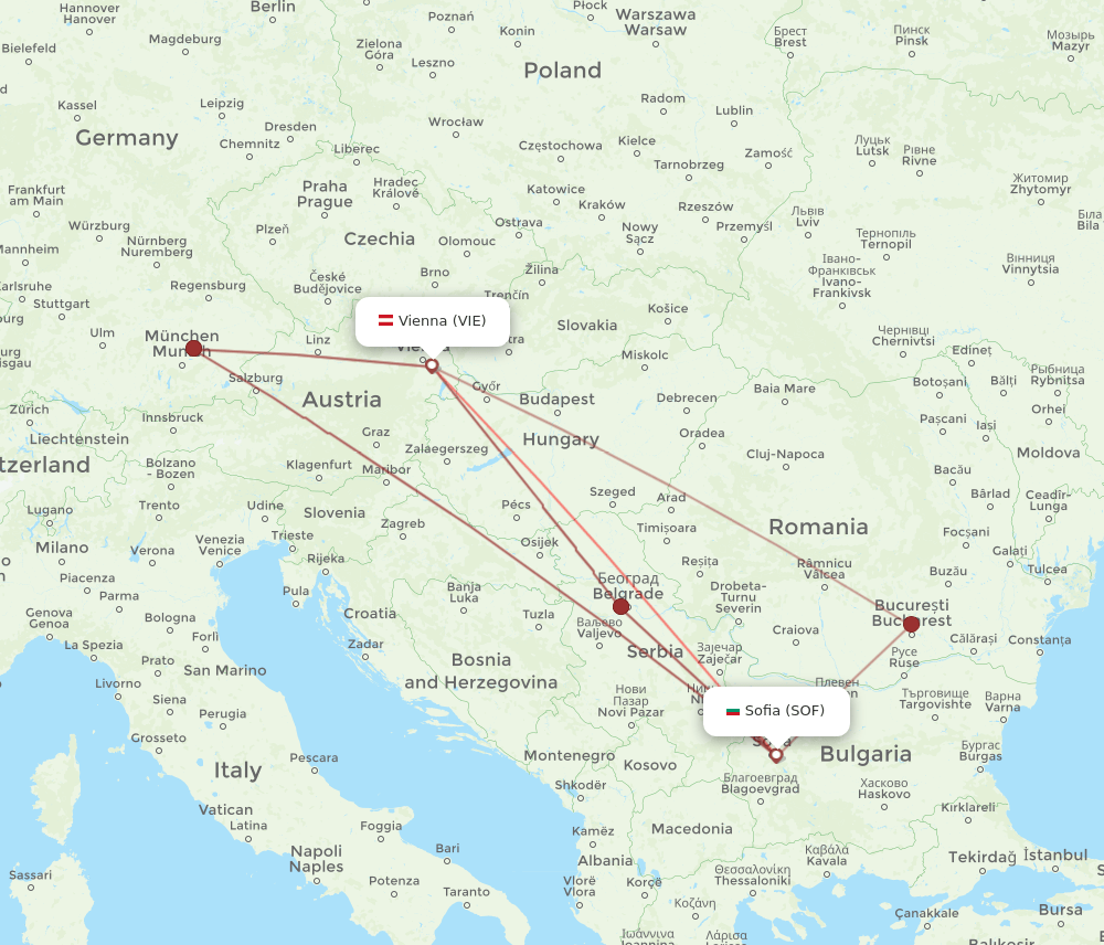SOF-VIE flight routes