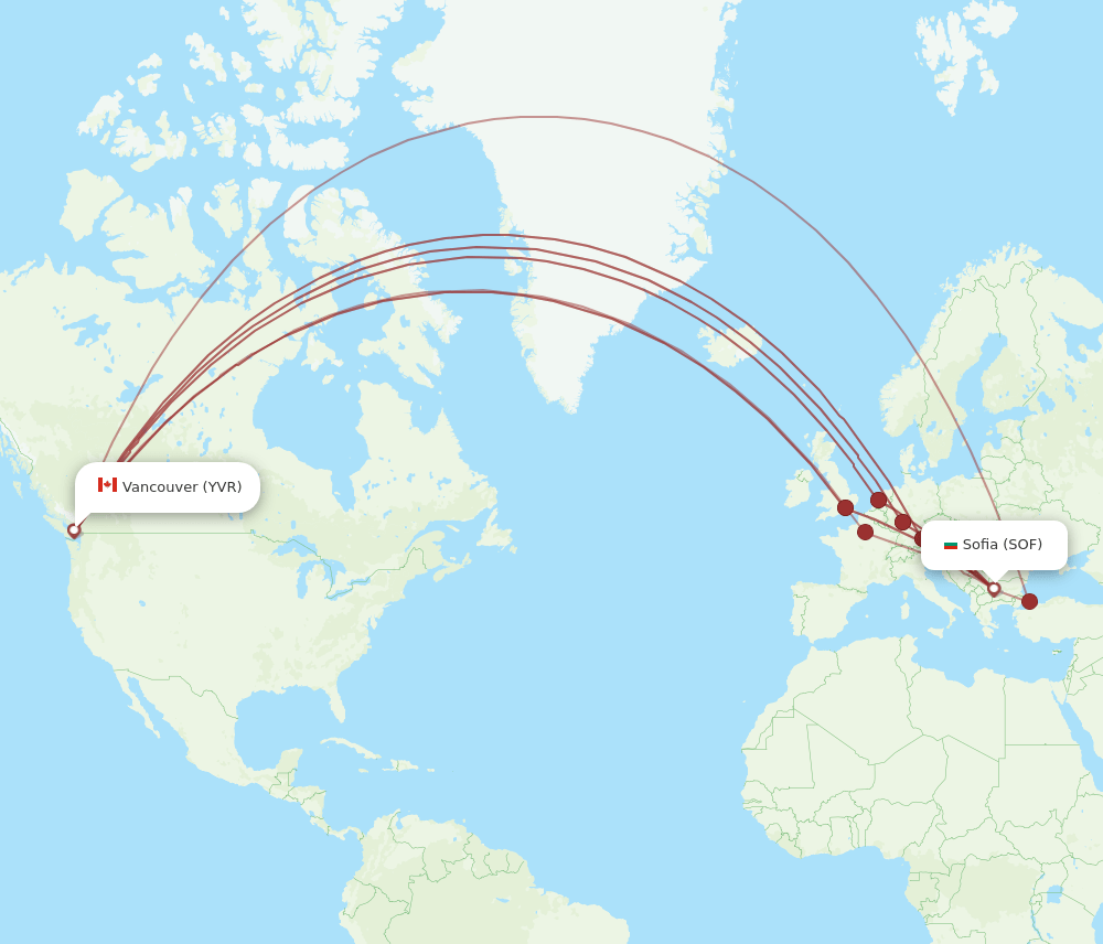 SOF-YVR flight routes