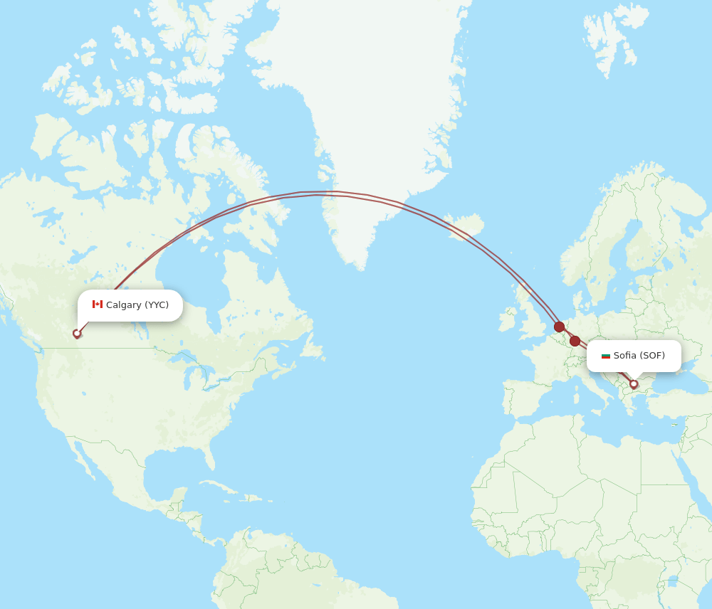 SOF-YYC flight routes
