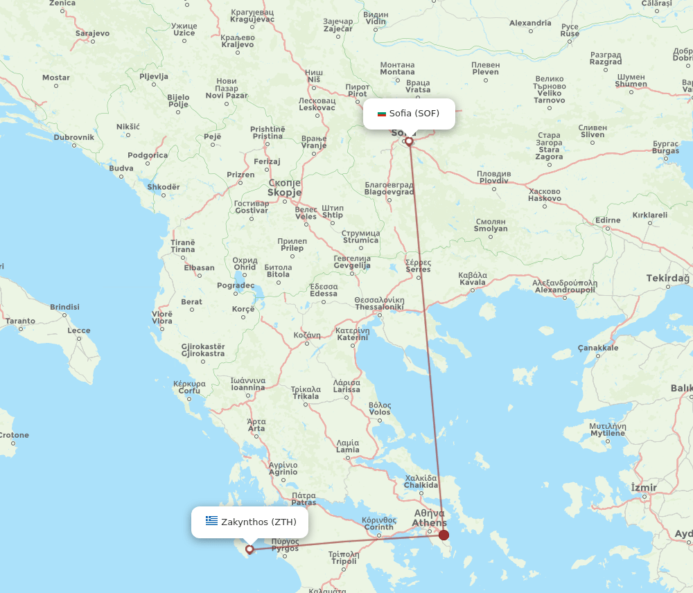 SOF-ZTH flight routes