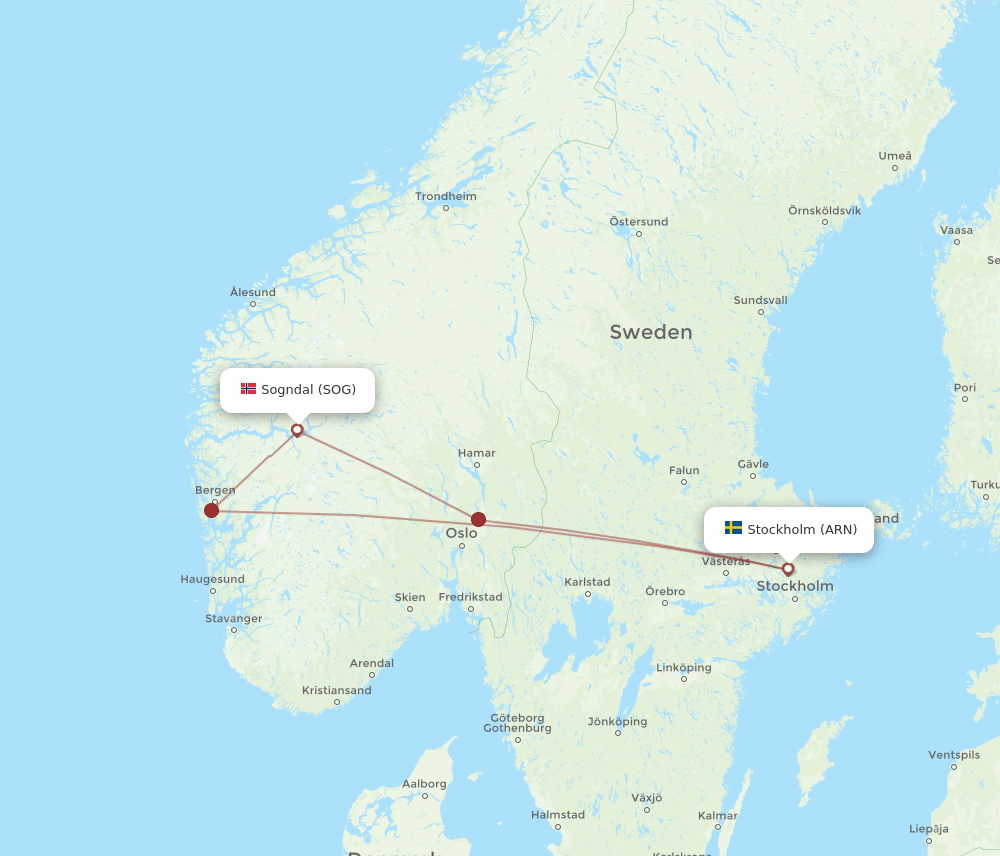 SOG-ARN flight routes