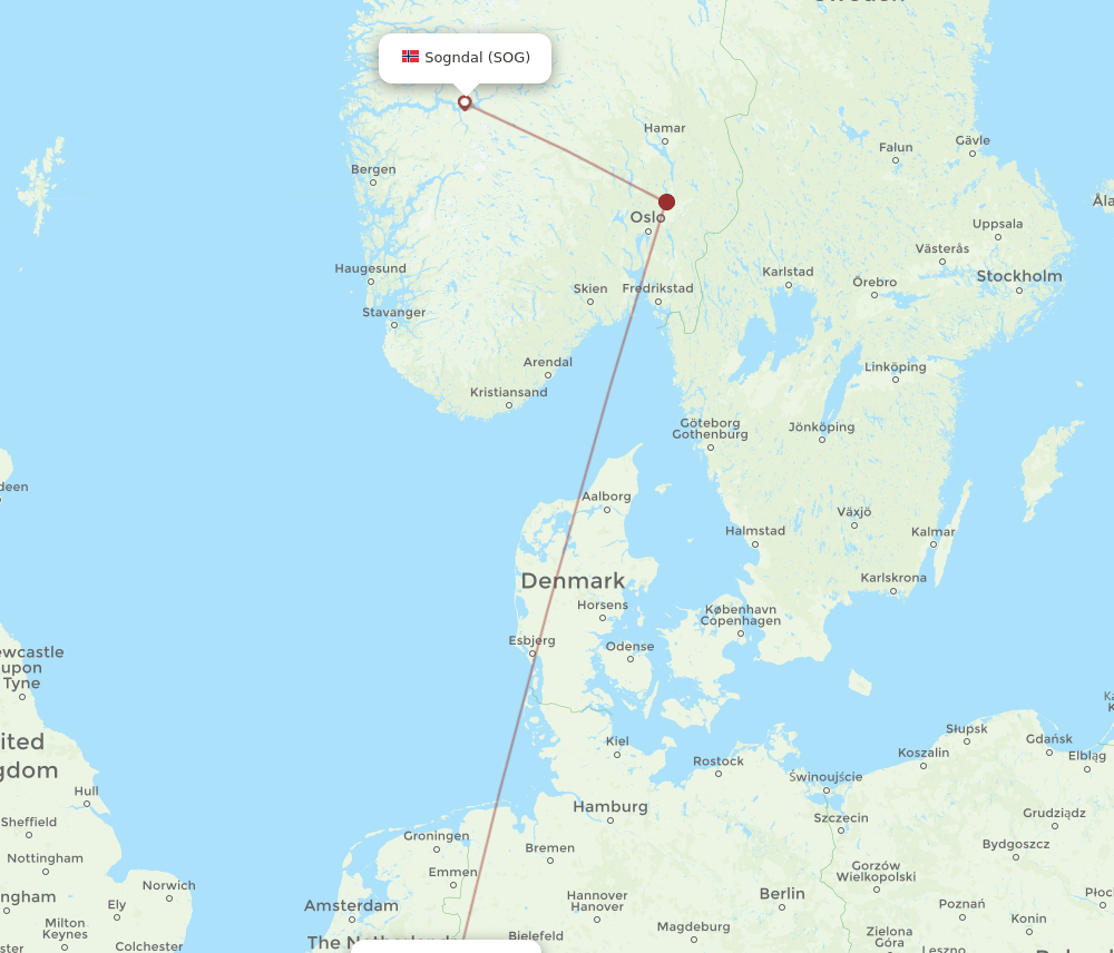 DUS to SOG flights and routes map