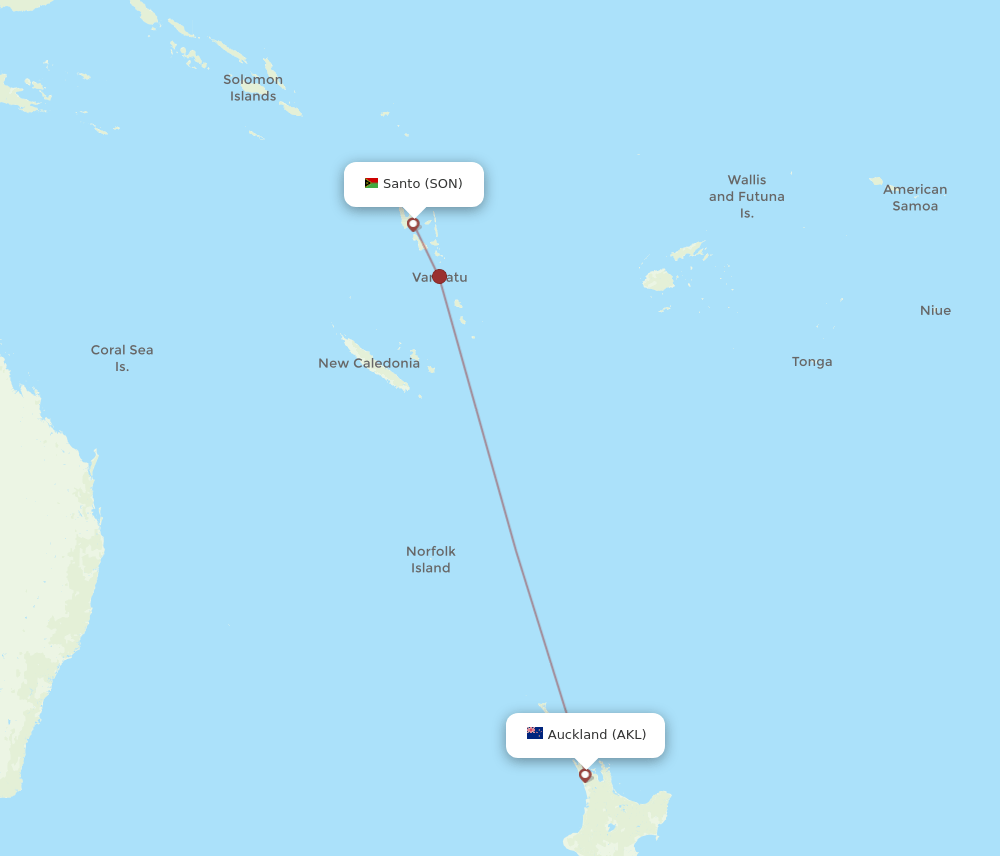 SON-AKL flight routes