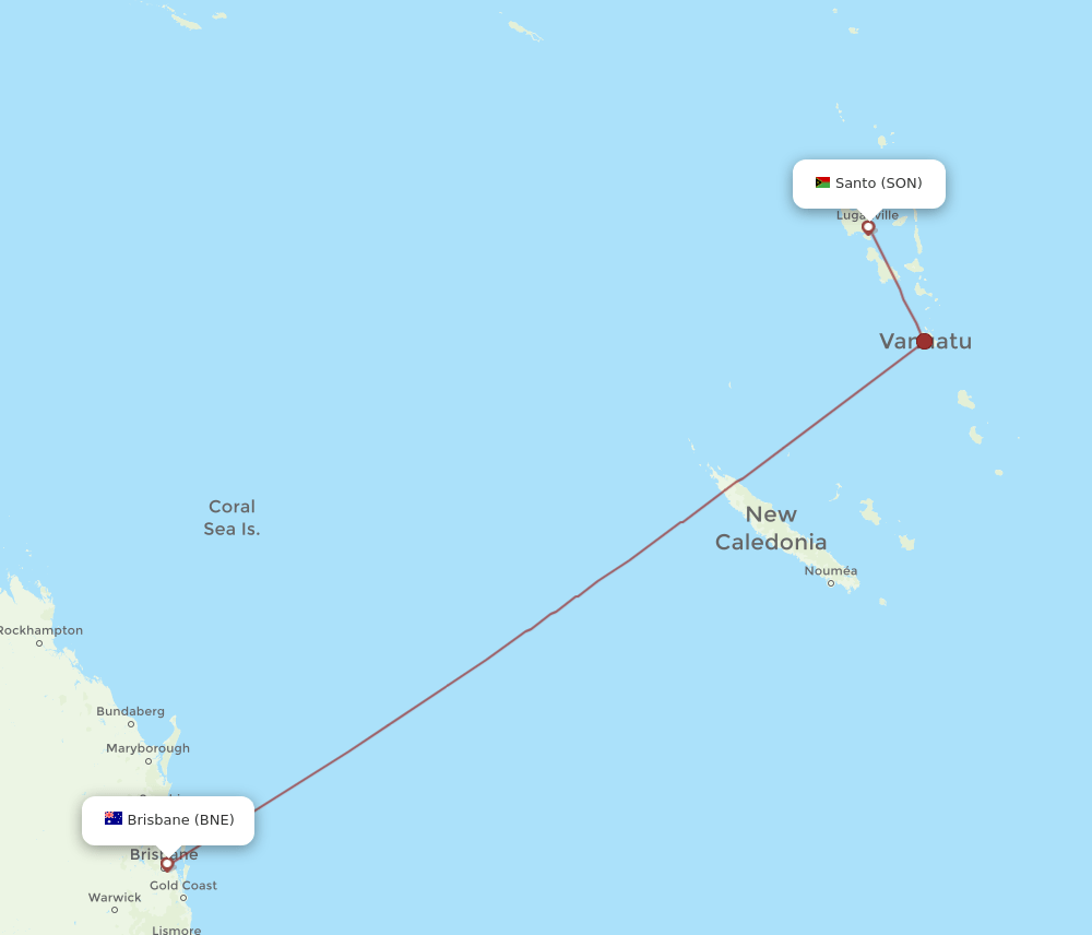 SON-BNE flight routes