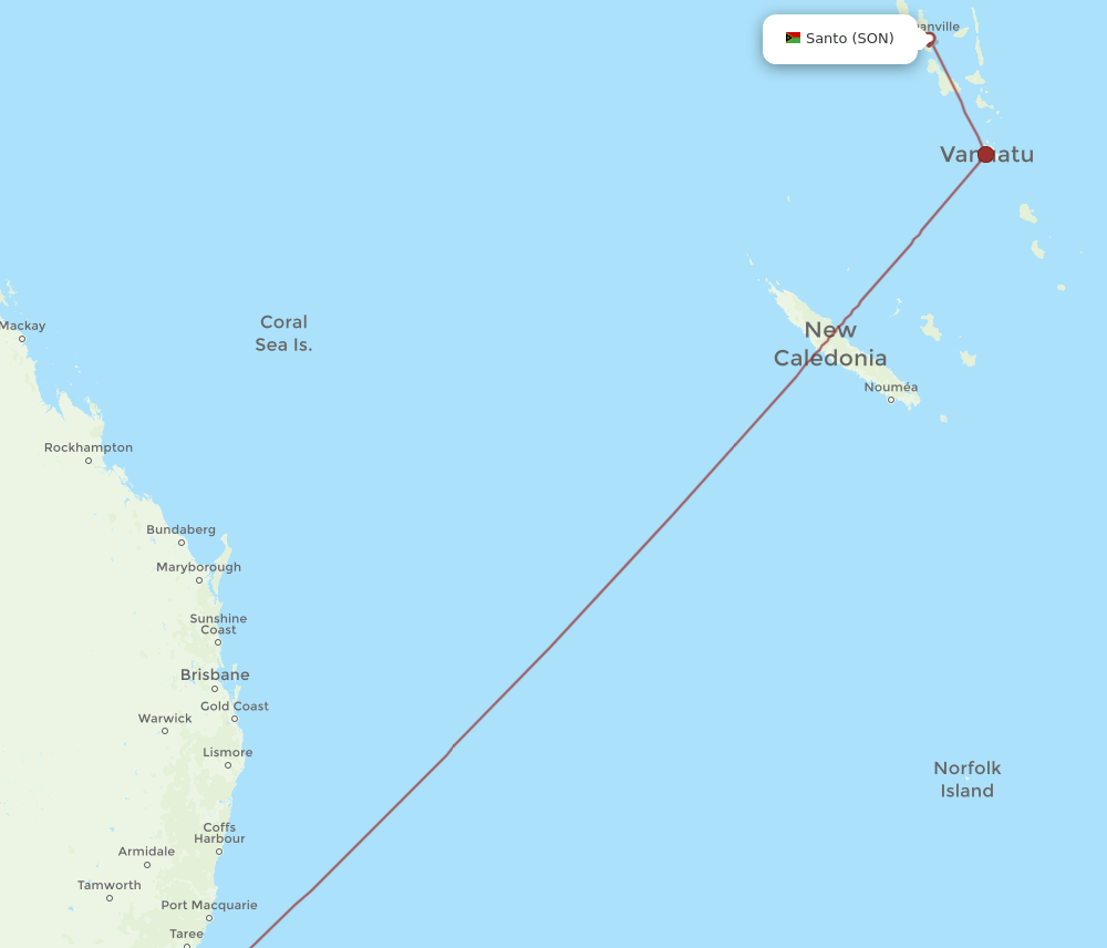 SON-SYD flight routes