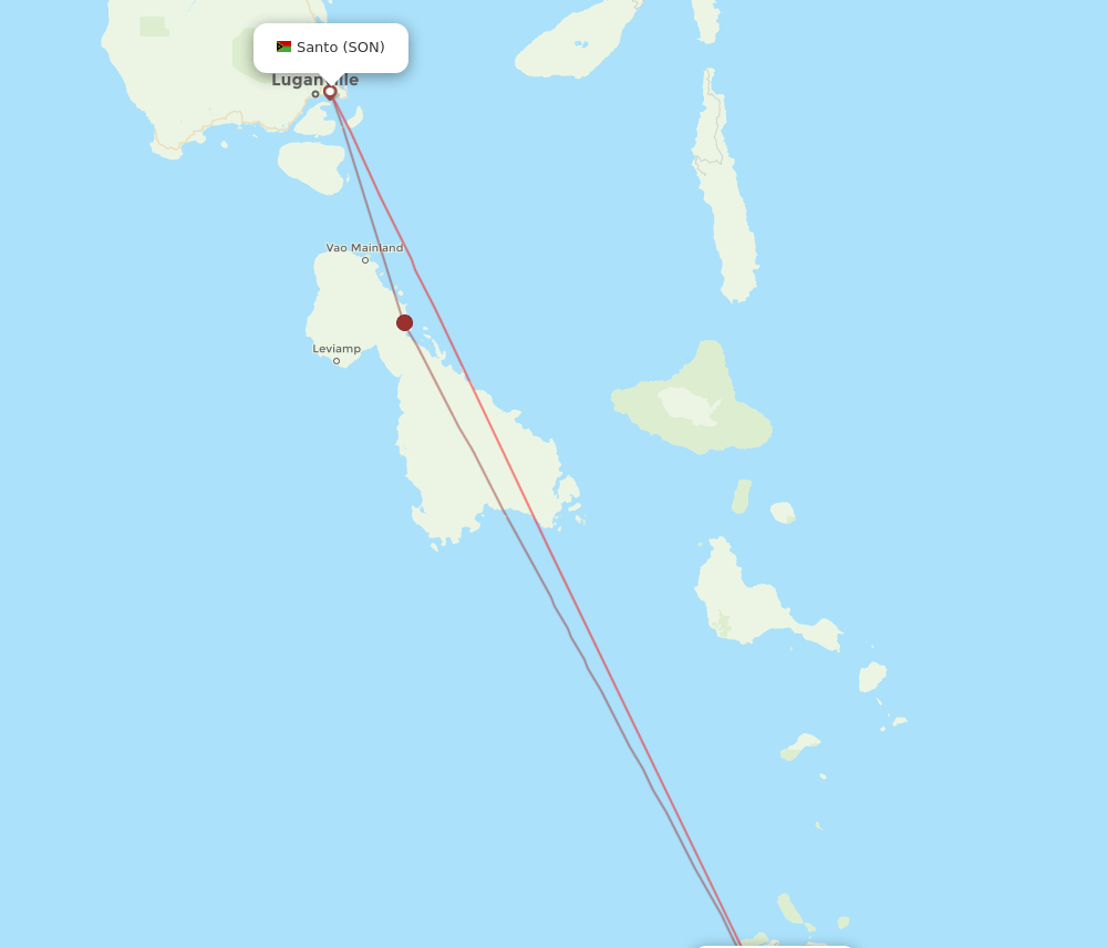 Port Vila - Luganville route map and flight paths