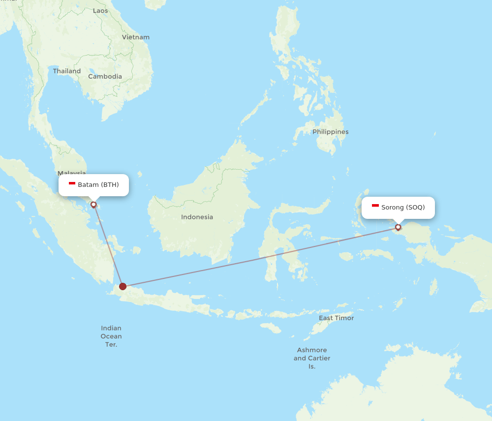 SOQ-BTH flight routes
