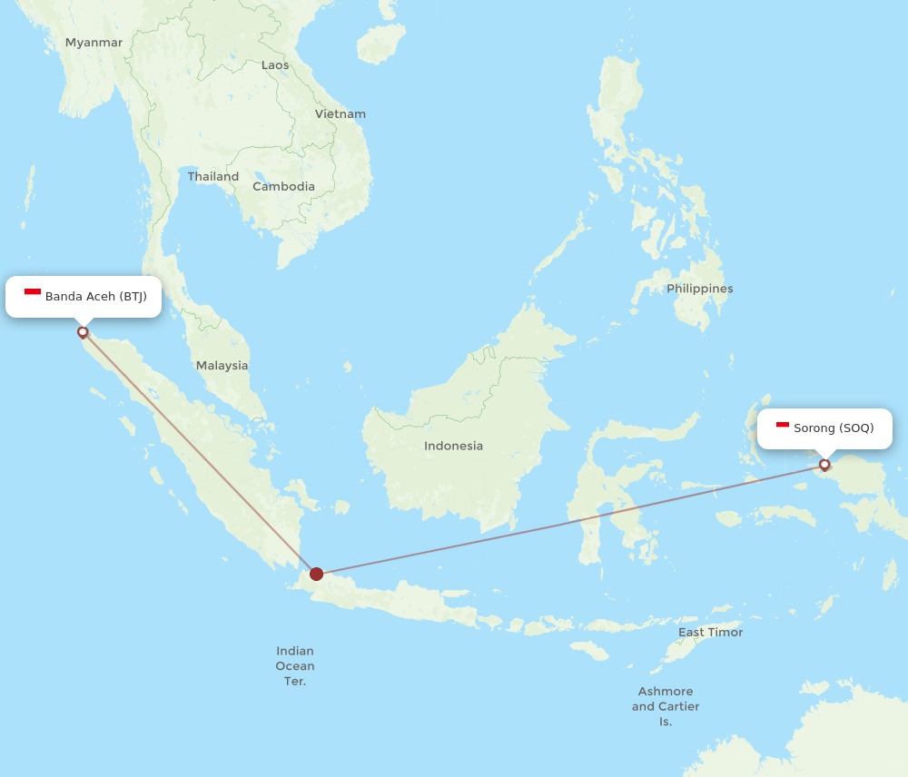 SOQ-BTJ flight routes