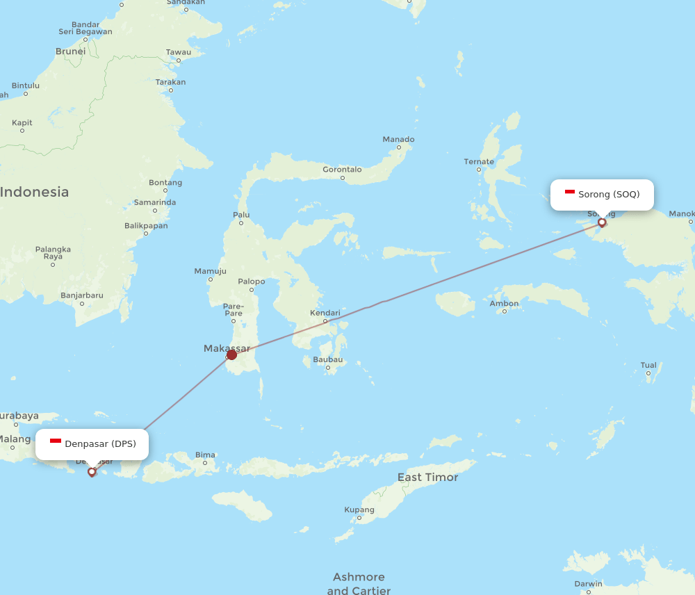 SOQ-DPS flight routes