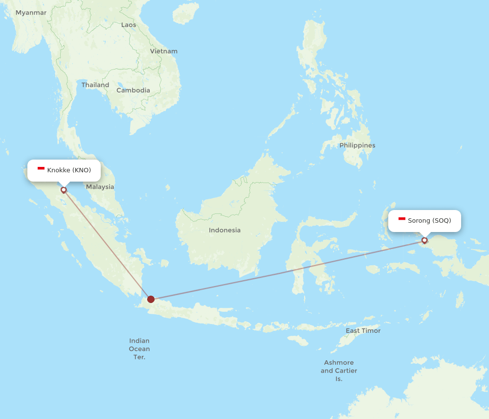 SOQ-KNO flight routes